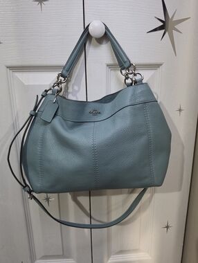 EUC Coach Small Lexy F28992 Light Blue Leather Purse Shoulder Bag Handbag